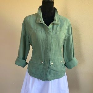 Linen Women’s Christian Serriano vintage L/Med/XL snap close Jacket Color/mint